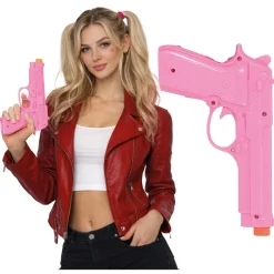 PISTOLET JOUET PVC HARLEY QUINN REBELLE 23CM ROSE