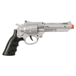 PISTOLET PLASTIQUE DÉFENSE POLICE FBI 28CM ARGENT