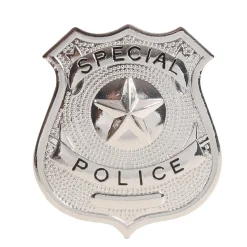PLAQUE BADGE INSIGNE POLICE MÉTAL 6CM ARGENT