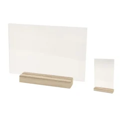 PLAQUE TRANSPARENTE SUR SOCLE BOIS 19X12CM