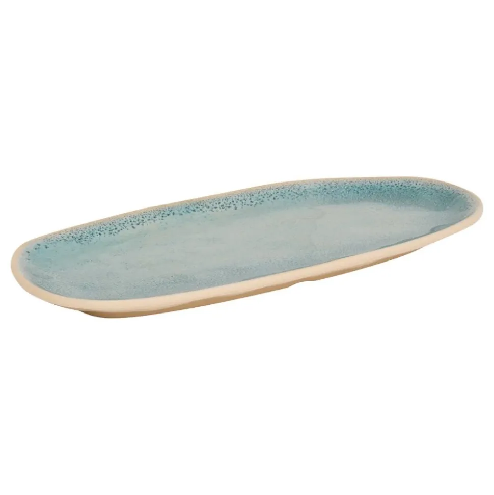 PLATEAU MÉLAMINE OVALE 31X15.6X2CM TURQUOISE