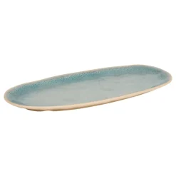 PLATEAU MÉLAMINE OVALE 38X19X2.3CM TURQUOISE