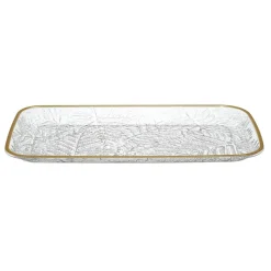 PLATEAU SERVICE LISERÉ OR 34X18.5CM TRANSPARENT