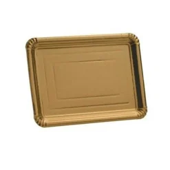 5 PLATS DE SERVICE CARTON RECTANGLE 24X33CM OR