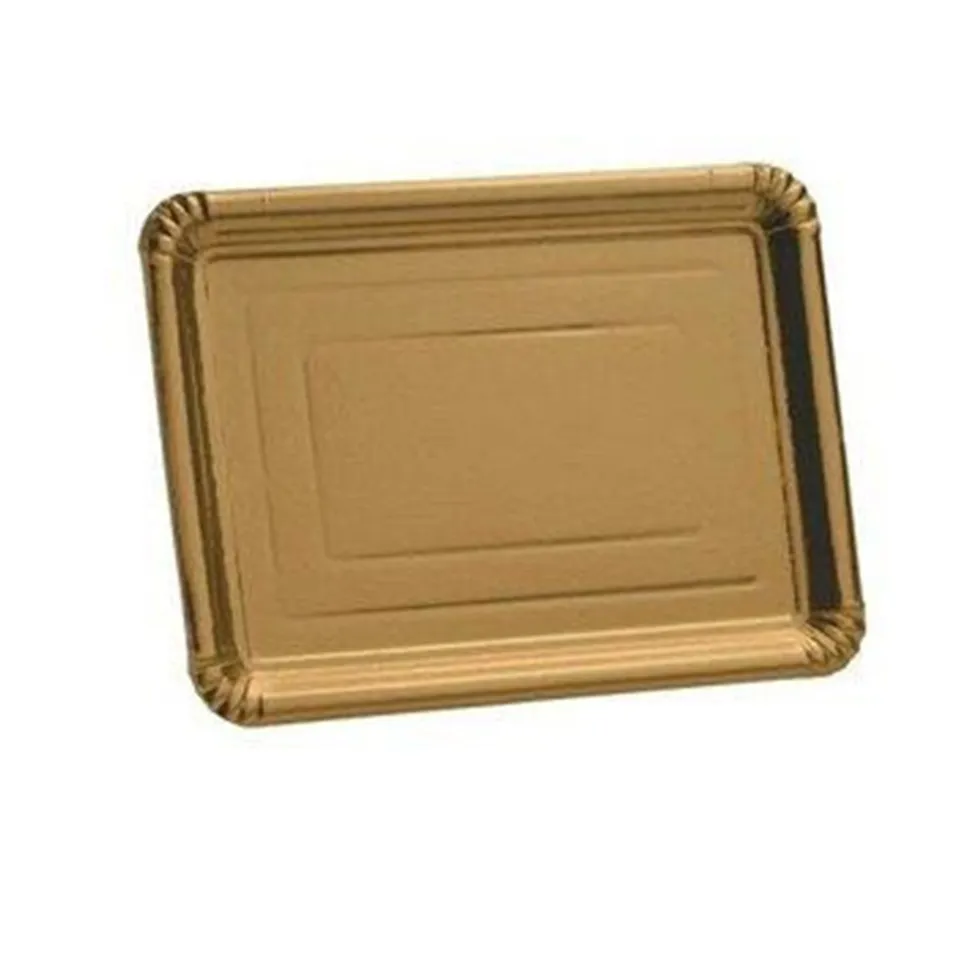 3 PLATS DE SERVICE CARTON RECTANGLE 34X45CM OR