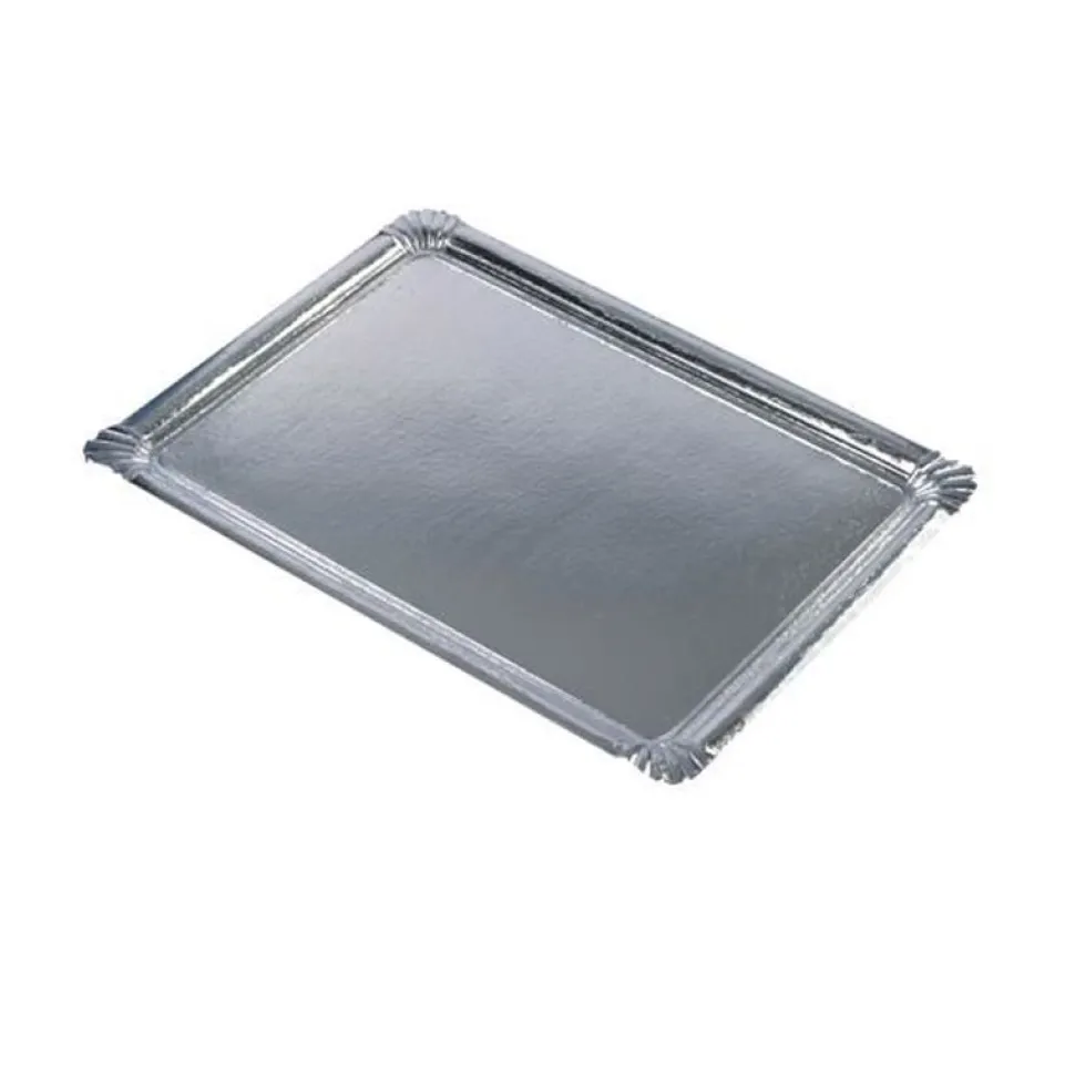 10 PLATS DE SERVICE CARTON 34X45CM ARGENT