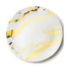 2 PLATS RÉUTILISABLE ROND MARBRÉ 35CM BLANC OR