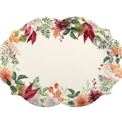 2 PLATS SERVICE CARTON AUTOMNE FLORAL 36X26CM