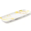 2 PLATS TRAITEUR RECTANGLE MARBRÉ 44X16CM BLANC OR