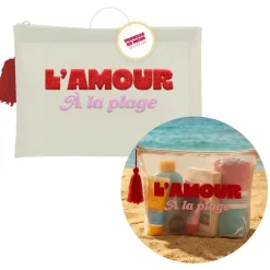 POCHETTE MESH AMOUR À LA PLAGE 21X27CM BLANC