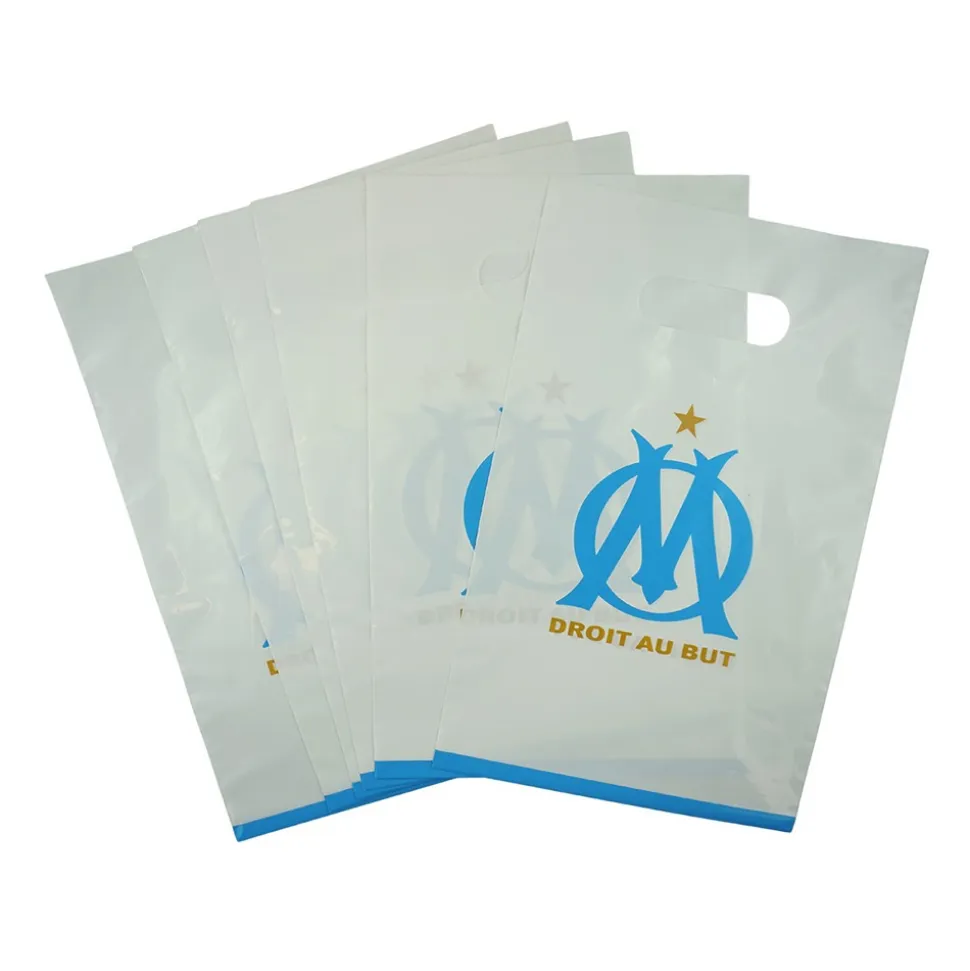 6 POCHETTES CADEAUX OM FOOTBALL 23X15CM BLANC