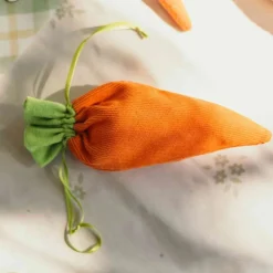 4 POCHONS CAROTTE TISSU 10X20CM ORANGE
