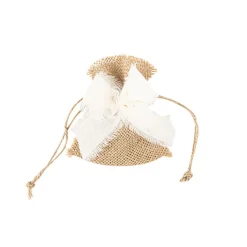4 POCHONS JUTE NUD EFFET LIN CRÈME 10X8CM NATURE