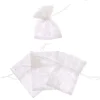 4 POCHONS TISSU C?'UR 8X10CM BLANC