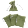 4 POCHONS TISSU EFFET LIN 8X10CM VERT SAUGE