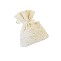 4 POCHONS TISSU GAUFFRÉ 10CM CRÈME