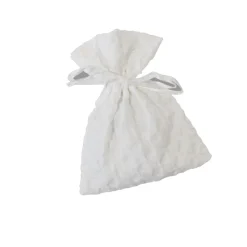 4 POCHONS TISSU GAUFRÉ 10CM BLANC
