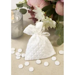 4 POCHONS TISSU GAUFRÉ 10CM BLANC