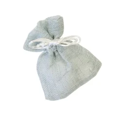4 POCHONS TOILE TISSU 10CM BLEU