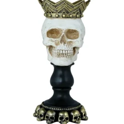 PORTE-BOUGIE CRÂNE ROYAL DÉCO RÉSINE 25X12CM