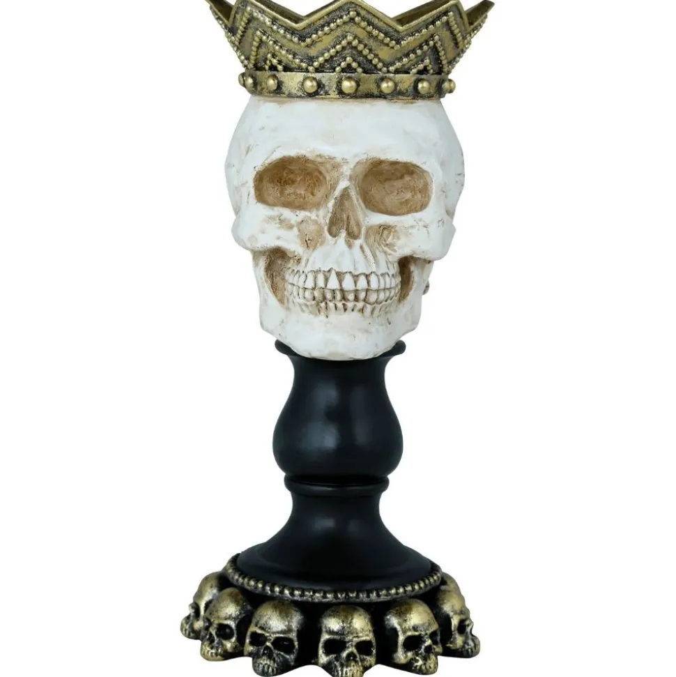 PORTE-BOUGIE CRÂNE ROYAL DÉCO RÉSINE 25X12CM