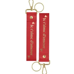 PORTE-CLEFS LANIÈRE JE T'AIME D'AMOUR ROUGE