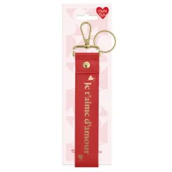 PORTE-CLEFS LANIÈRE JE T'AIME D'AMOUR ROUGE