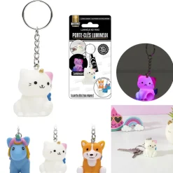 PORTE-CLEFS MÉTAL LUMINEUX ANIMAL KAWAII 5.5X4.4CM