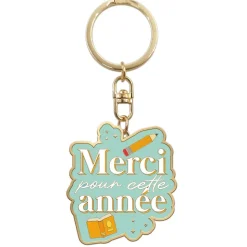 PORTE-CLEFS MÉTAL MERCI ANNÉE BLEU