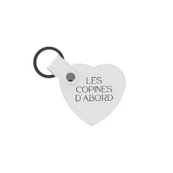 PORTE-CLEFS SIMILICUIR COPINES D'ABORD 7X5CM BLANC