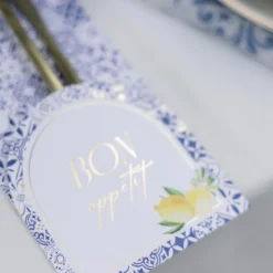 10 PORTE-COUVERTS CARTON DOLCE VITA 10X20CM BLEU