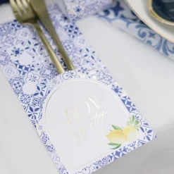 10 PORTE-COUVERTS CARTON DOLCE VITA 10X20CM BLEU