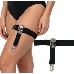 PORTE-JARRETELLES ÉLASTIQUE NOIR AVEC CRÂNE FEMME