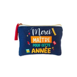PORTE-MONNAIE COTON MERCI MAÎTRE 8.5X12CM BLEU