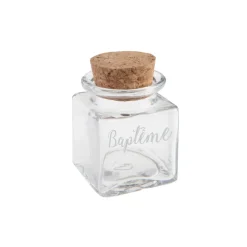 POT CARRÉ BAPTÊME BOUCHON LIÈGE 4X6CM TRANSPARENT