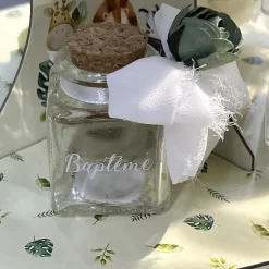 POT CARRÉ BAPTÊME BOUCHON LIÈGE 4X6CM TRANSPARENT