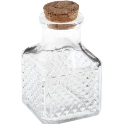 POT CARRÉ VINTAGE VERRE 4X4X7CM TRANSPARENT