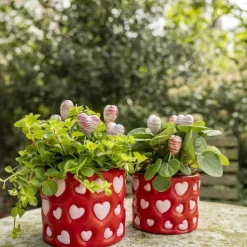 POT CIMENT CYLINDRE CUR ROSE 12.5X10CM ROUGE
