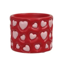 POT CIMENT CYLINDRE CUR ROSE 12.5X10CM ROUGE