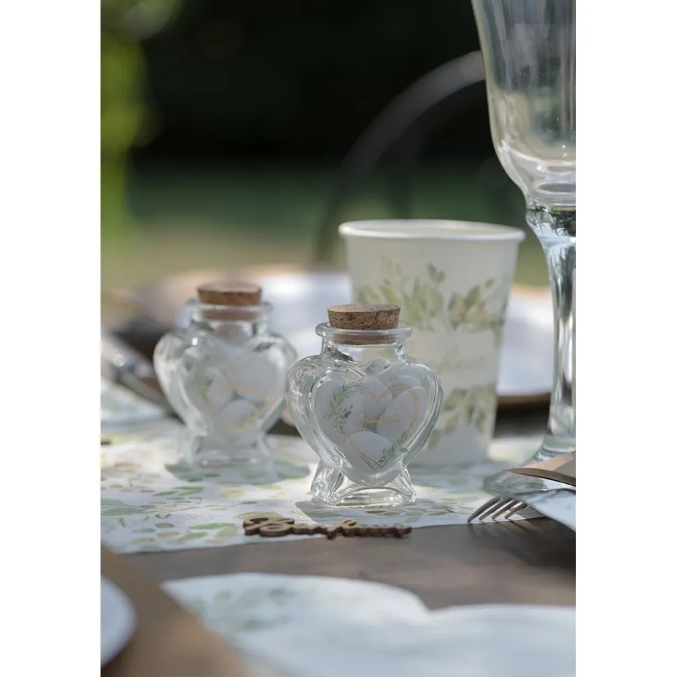 POT COEUR BONHEUR VERRE 4X4X6CM TRANSPARENT