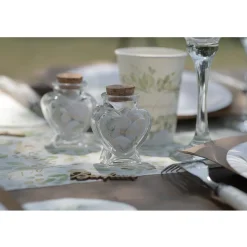 POT COEUR BONHEUR VERRE 4X4X6CM TRANSPARENT
