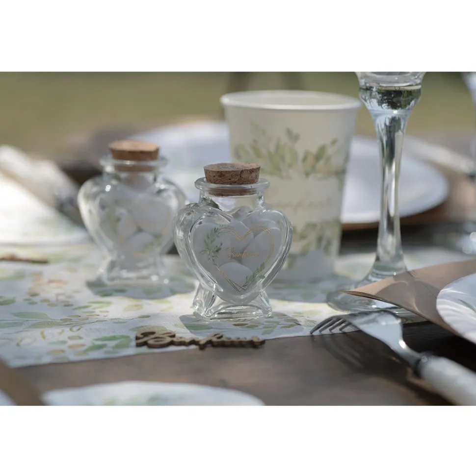 POT COEUR BONHEUR VERRE 4X4X6CM TRANSPARENT
