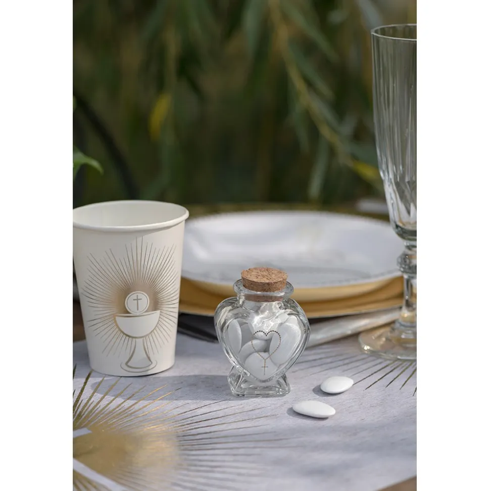 POT COEUR COMMUNION VERRE 4X4X6CM TRANSPARENT