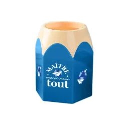 POT À CRAYON MAÎTRE MERCI POUR TOUT 12CM BLEU