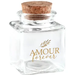 POT VERRE CARRÉ AMOUR OR BOUCHON LIÈGE 4X4X6CM