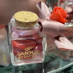 POT VERRE CARRÉ AMOUR OR BOUCHON LIÈGE 4X4X6CM