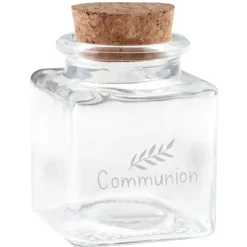 POT VERRE CARRÉ COMMUNION BOUCHON LIÈGE 4X4X6CM