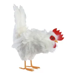 POULE BLANCHE PLUMES PICOTA 28X14X37CM