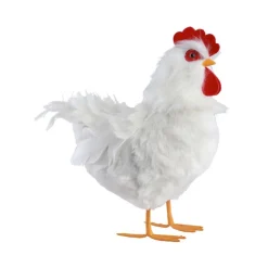 POULE BLANCHE PLUMES 30X15X33CM