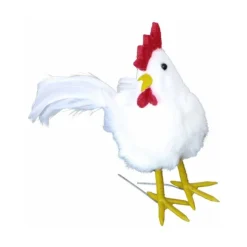 POULE BLANCHE POLYSTYRÈNE FEUTRINE PLUME 11CM